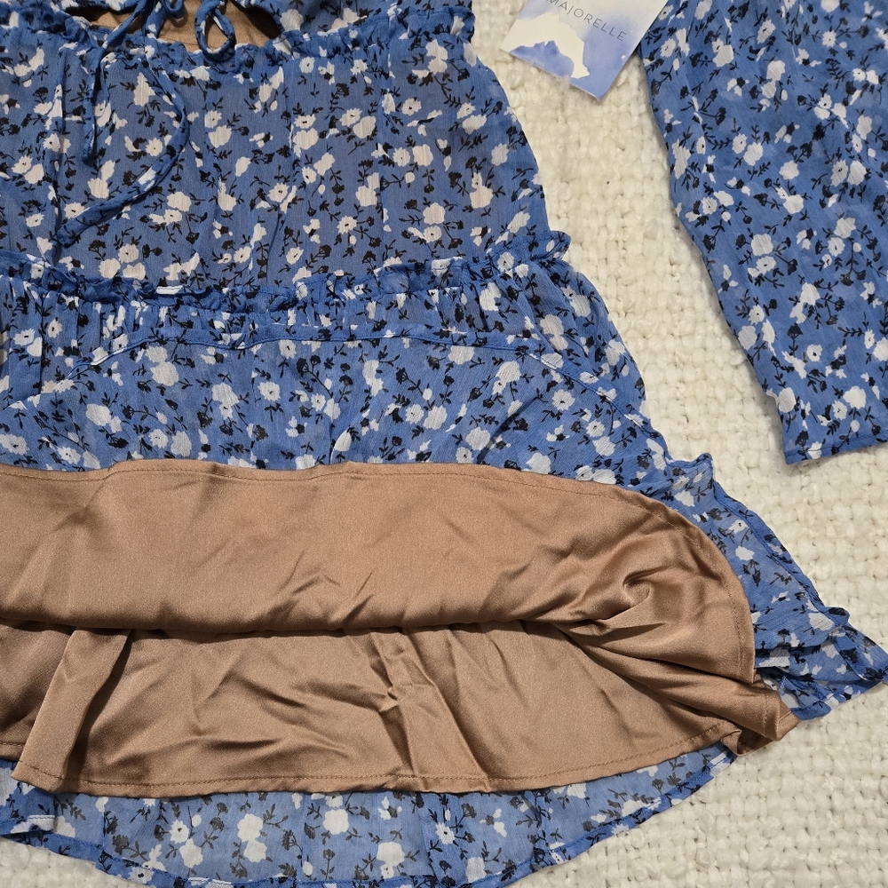 Revolve MAJORELLE Ailish Mini Dress Blue Ditsy Floral Size Small - Picture 11 of 16